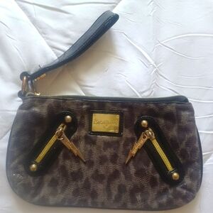 Betsey Johnson/Betseyville Wristlet. Animal Print & Lightening Bolt Zipper Pulls
